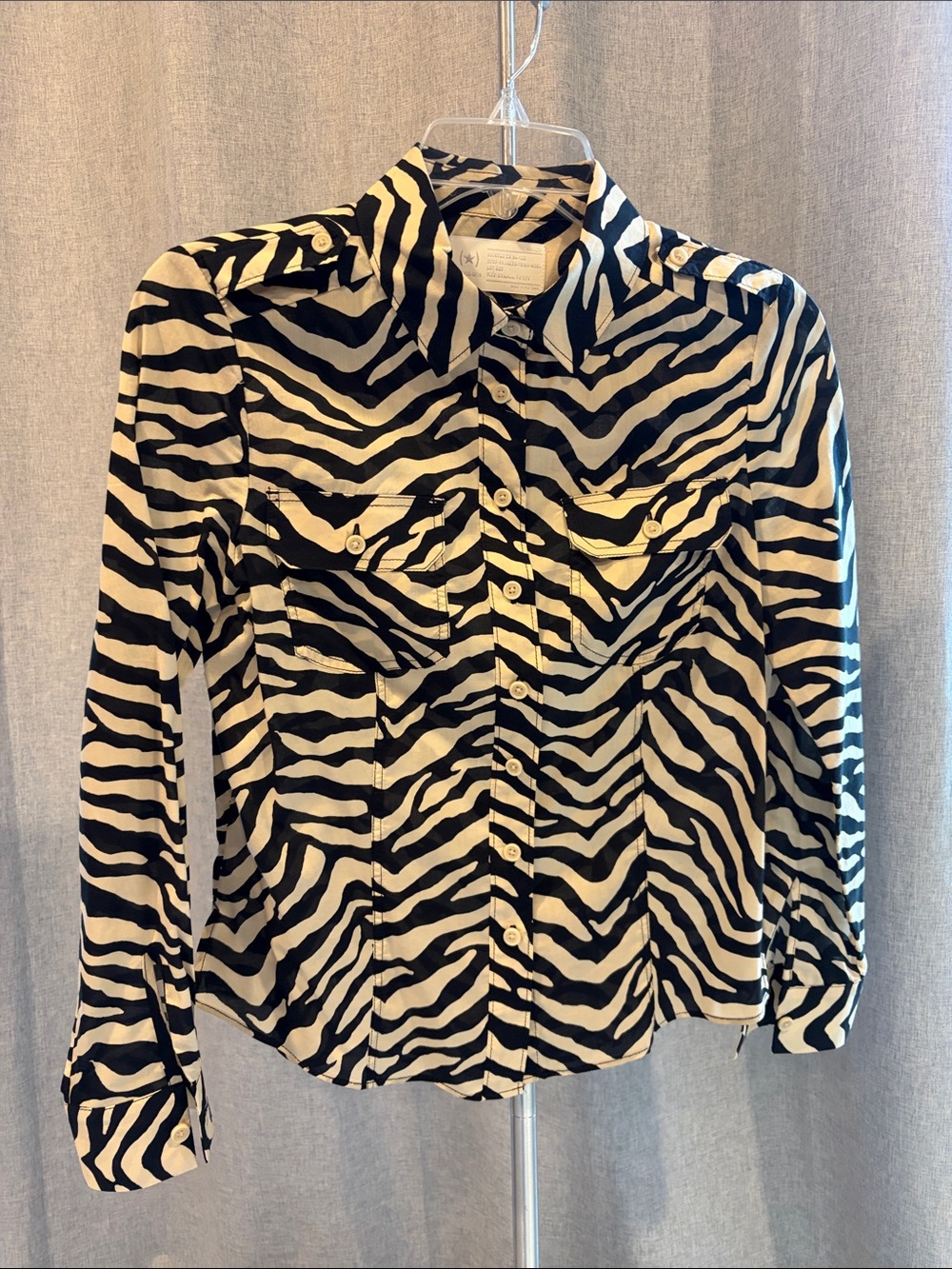 Banana Republic Black and White Zebra-Print Button-Down Shirt